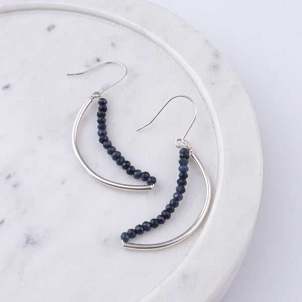 Blue Jade Crescent Hoops (Project Handmade)