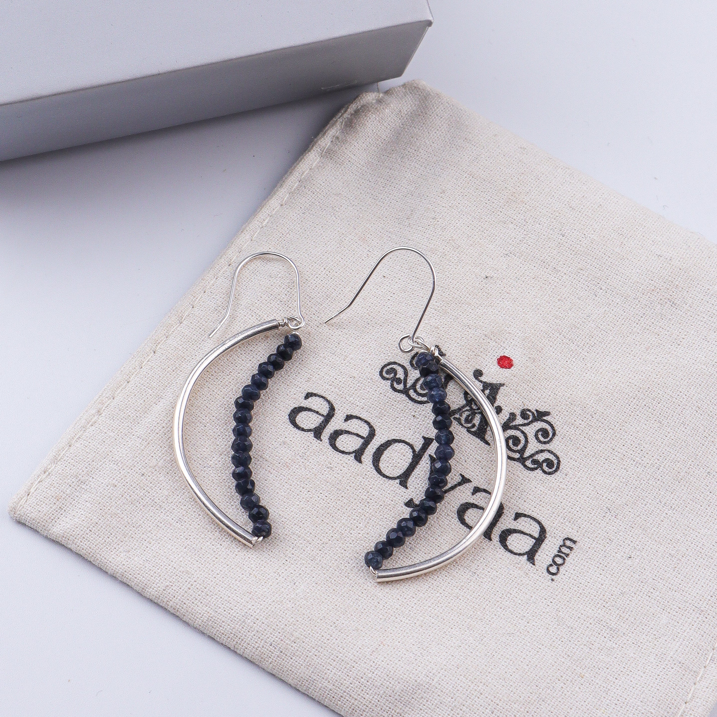 Blue Jade Crescent Hoops (Project Handmade)