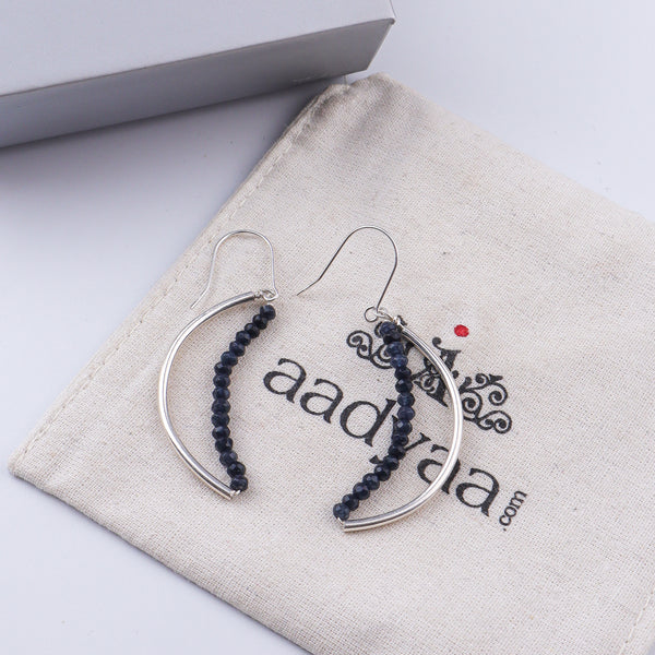 Blue Jade Crescent Hoops (Project Handmade)