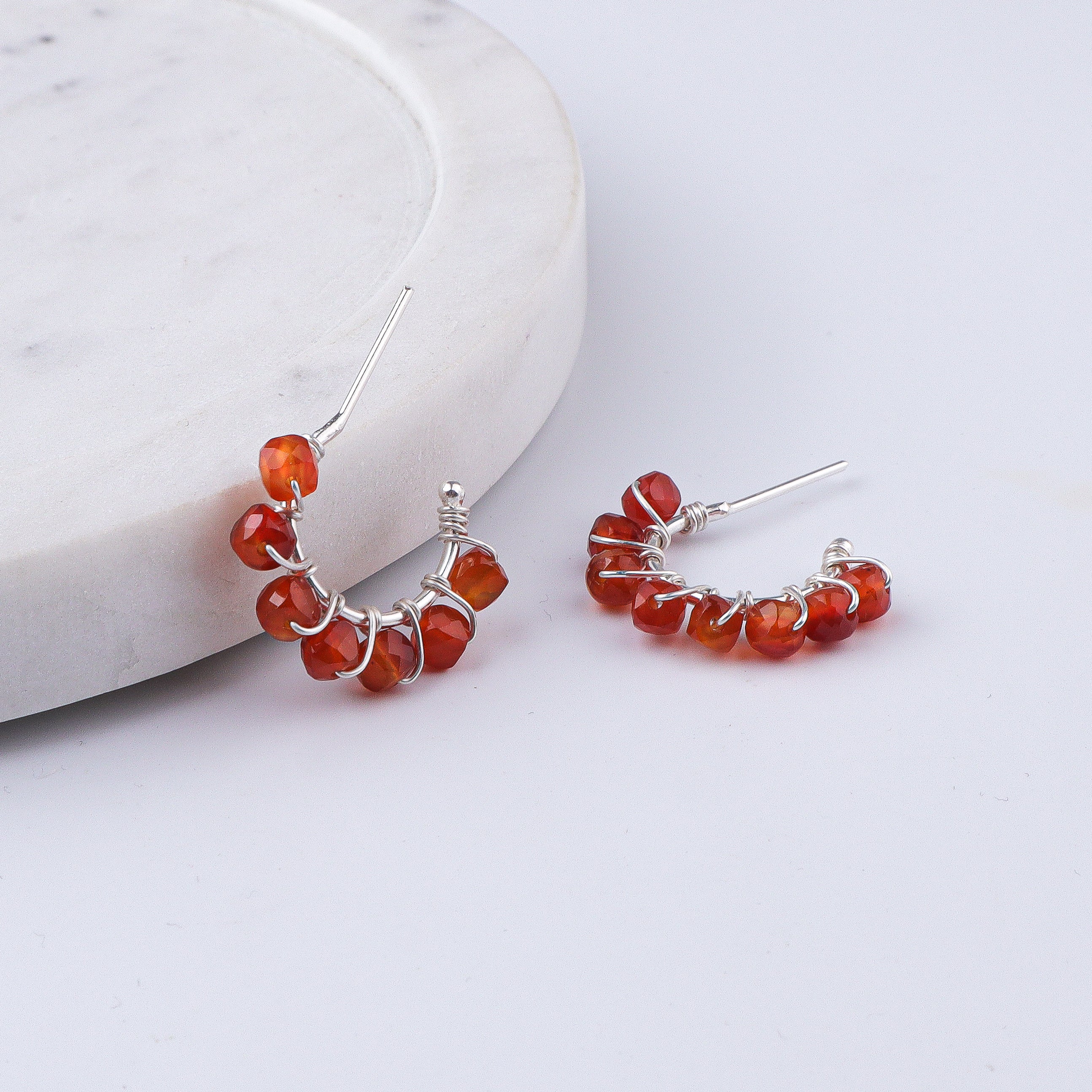 Carnelian Twisted Hoops (Project Handmade)