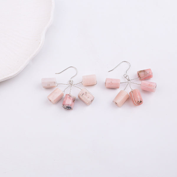 Strawberry Quartz Silver Earrings (Project Handmade)