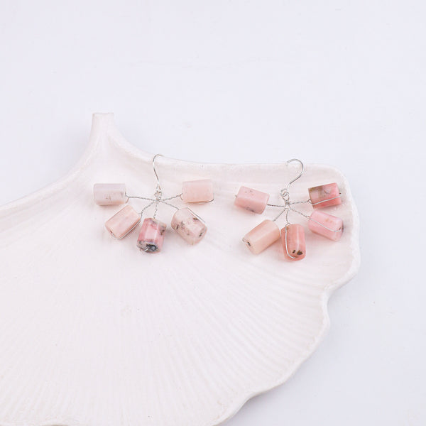 Strawberry Quartz Silver Earrings (Project Handmade)