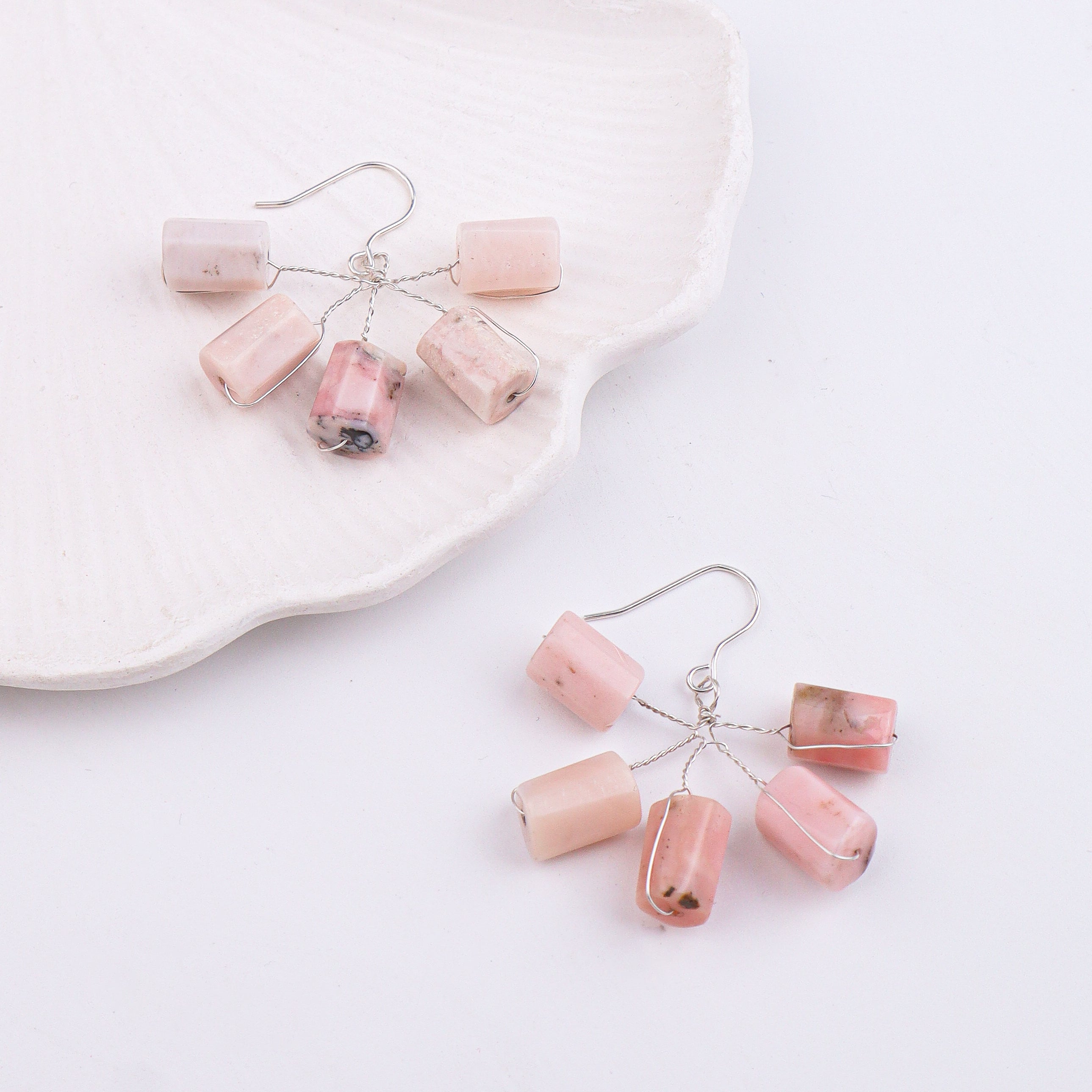 Strawberry Quartz Silver Earrings (Project Handmade)