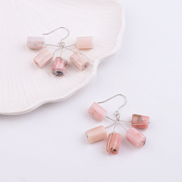 Strawberry Quartz Silver Earrings (Project Handmade)