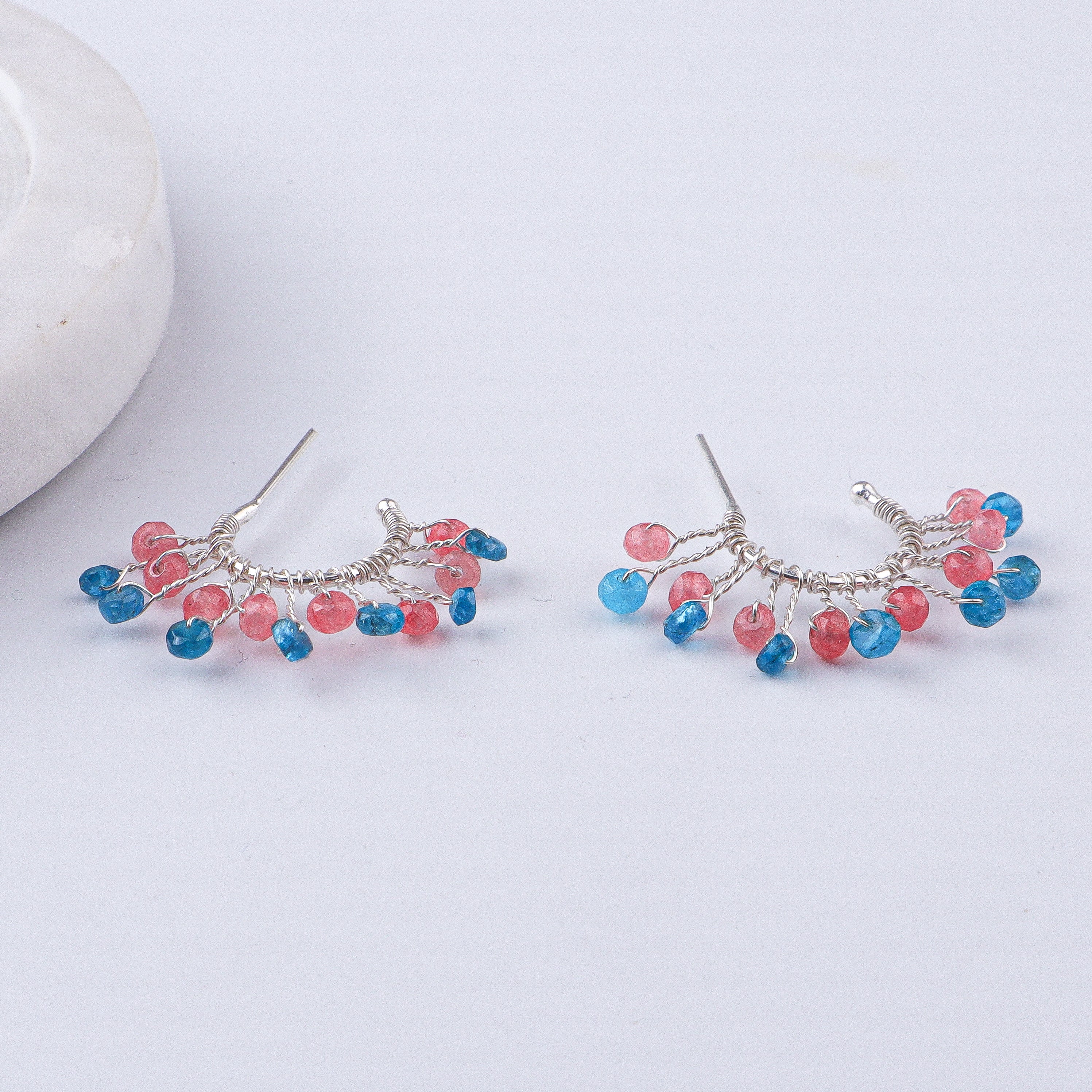 Pink Jade & Rhodolite Hoops (Project Handmade)