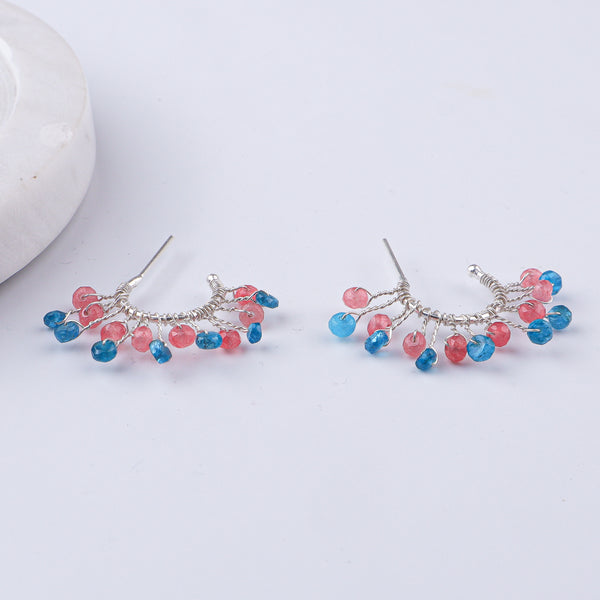 Pink Jade & Rhodolite Hoops (Project Handmade)