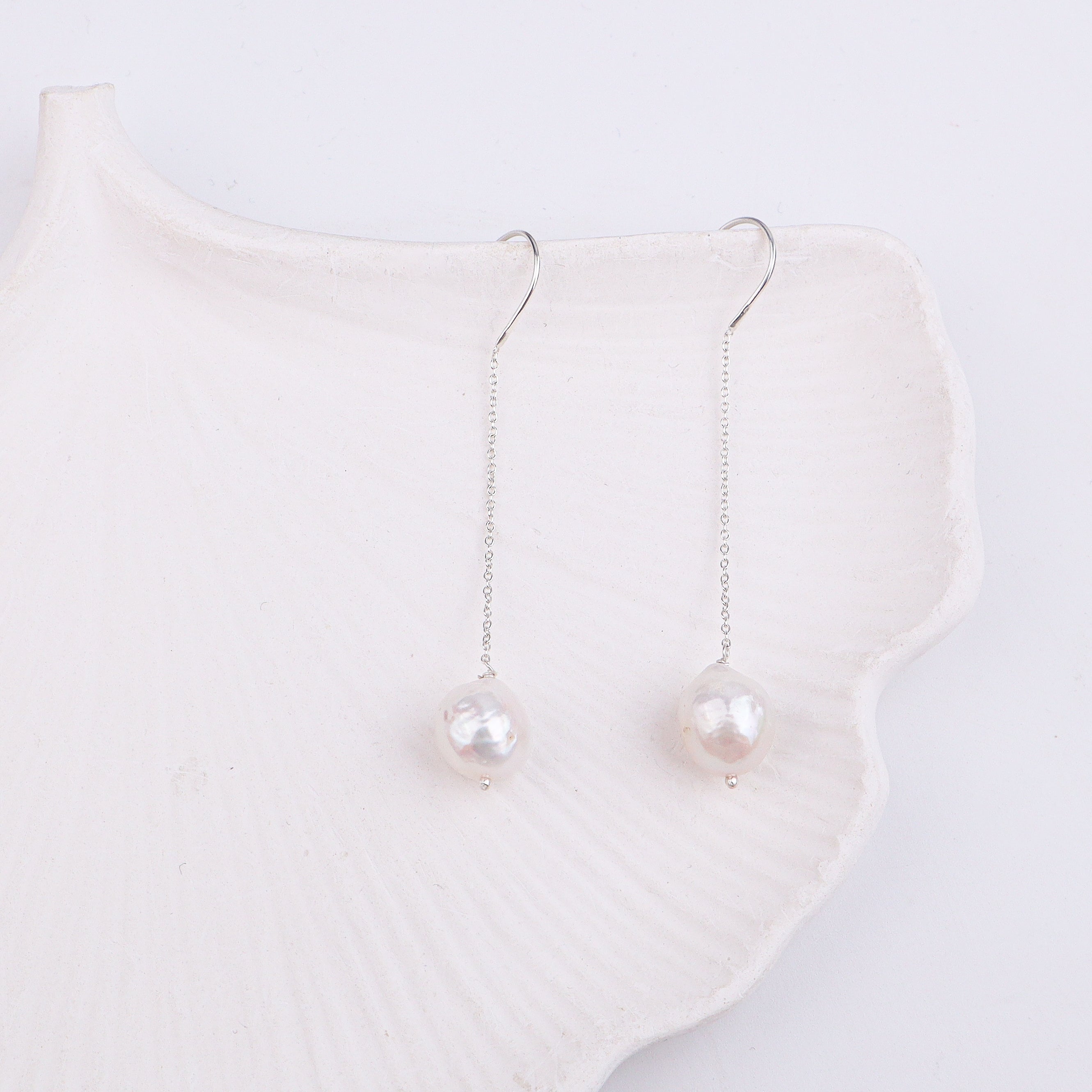 Baroque Pearl Silver Earrings (Project Handmade)