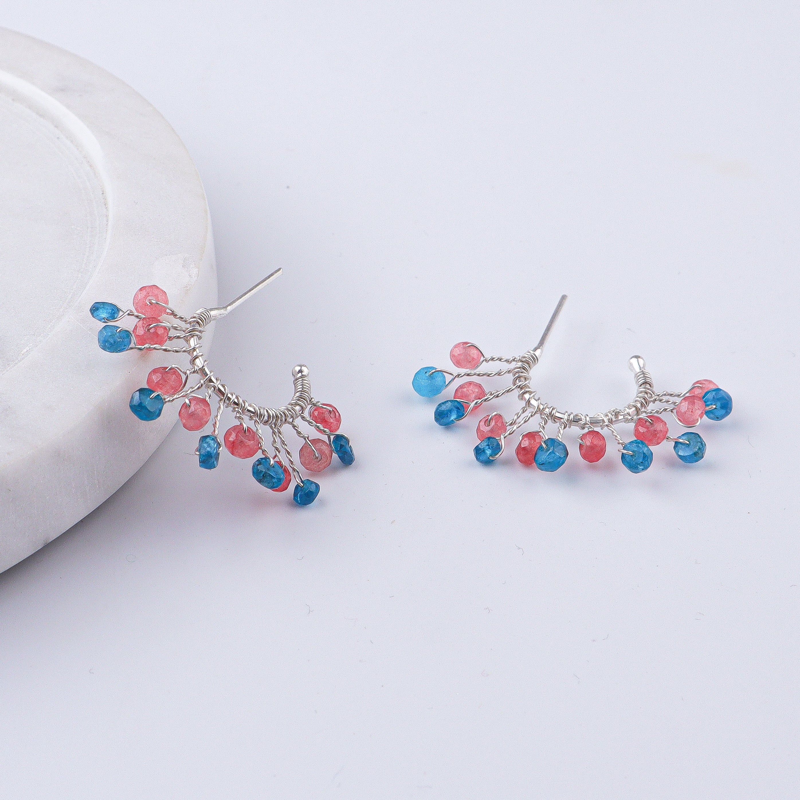 Pink Jade & Rhodolite Hoops (Project Handmade)