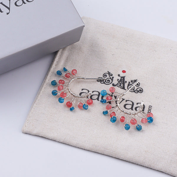 Pink Jade & Rhodolite Hoops (Project Handmade)