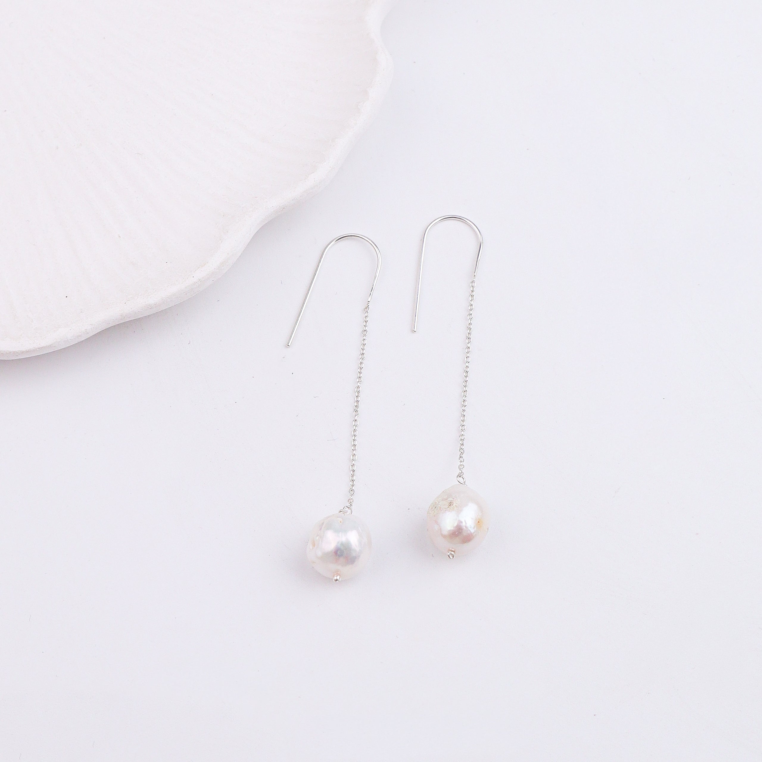 Baroque Pearl Silver Earrings (Project Handmade)