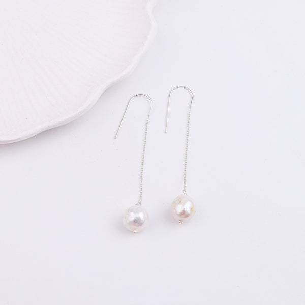 Baroque Pearl Silver Earrings (Project Handmade)