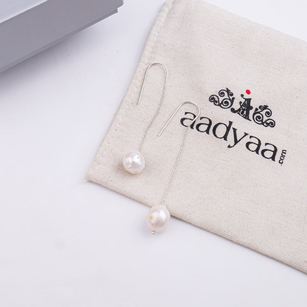 Baroque Pearl Silver Earrings (Project Handmade)