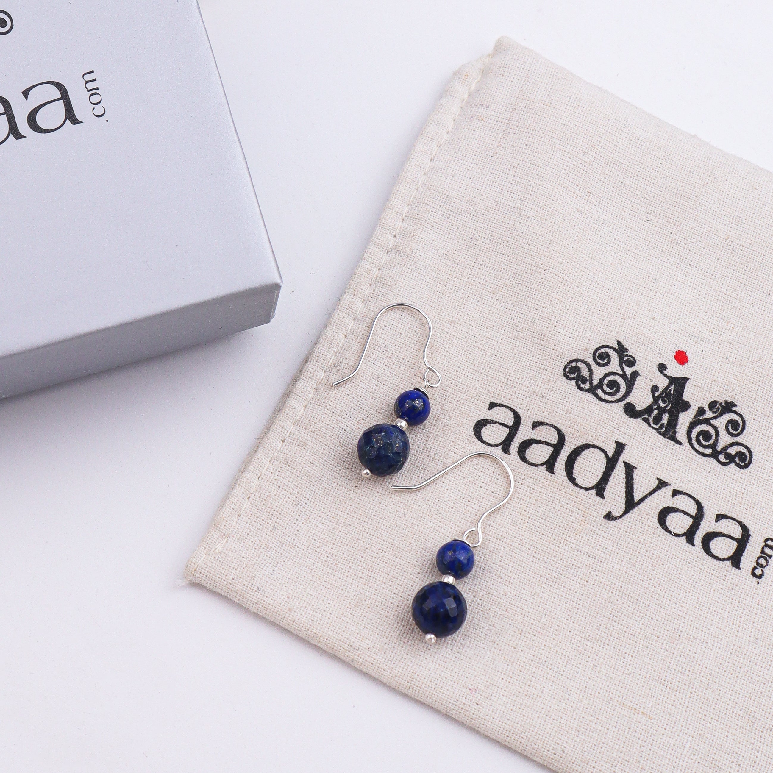 Lapis Lazuli Silver Earrings (Project Handmade)