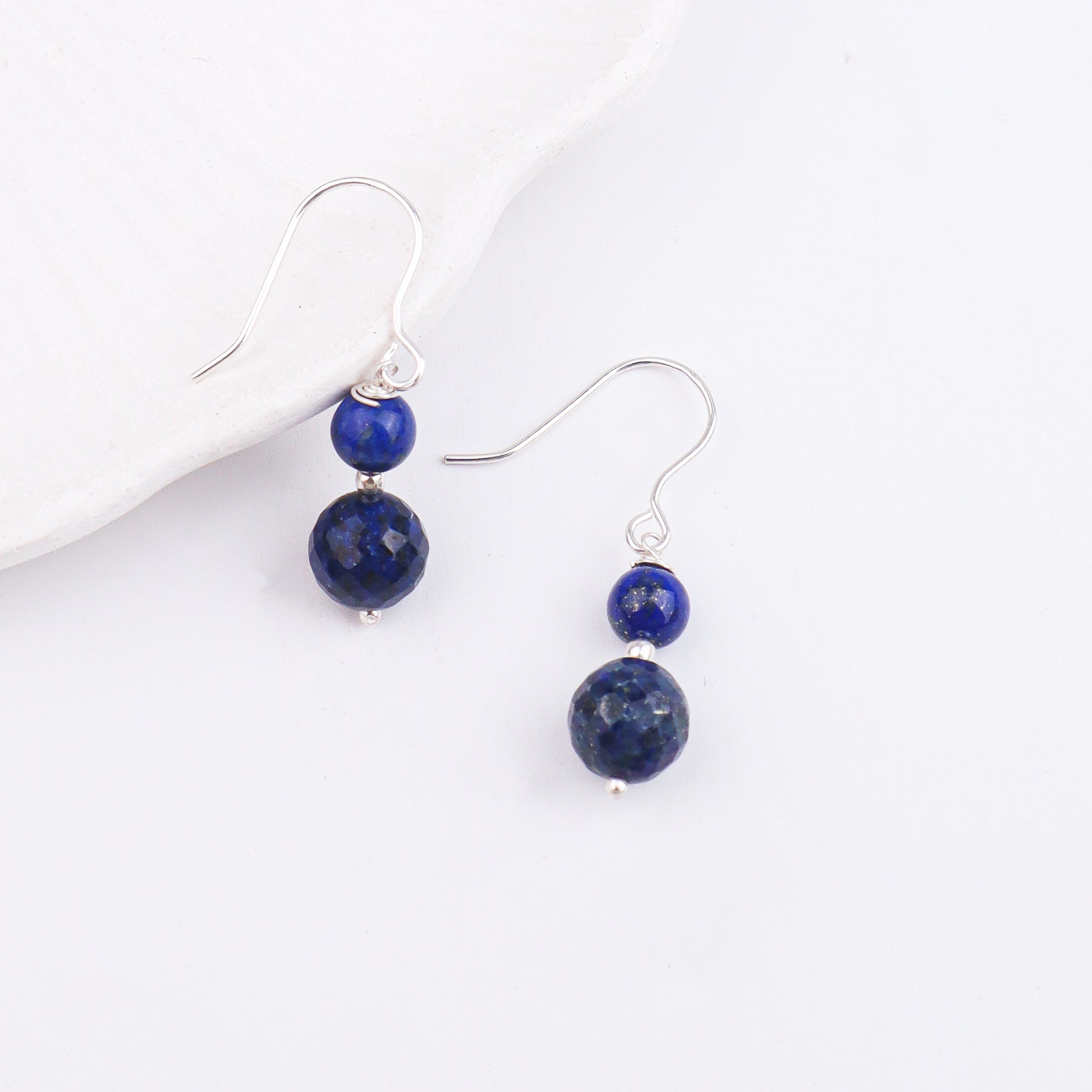 Lapis Lazuli Silver Earrings (Project Handmade)