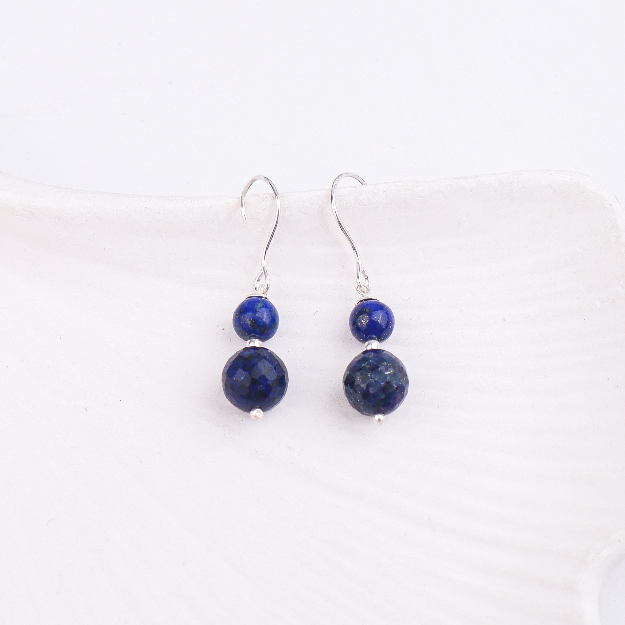 Lapis Lazuli Silver Earrings (Project Handmade)
