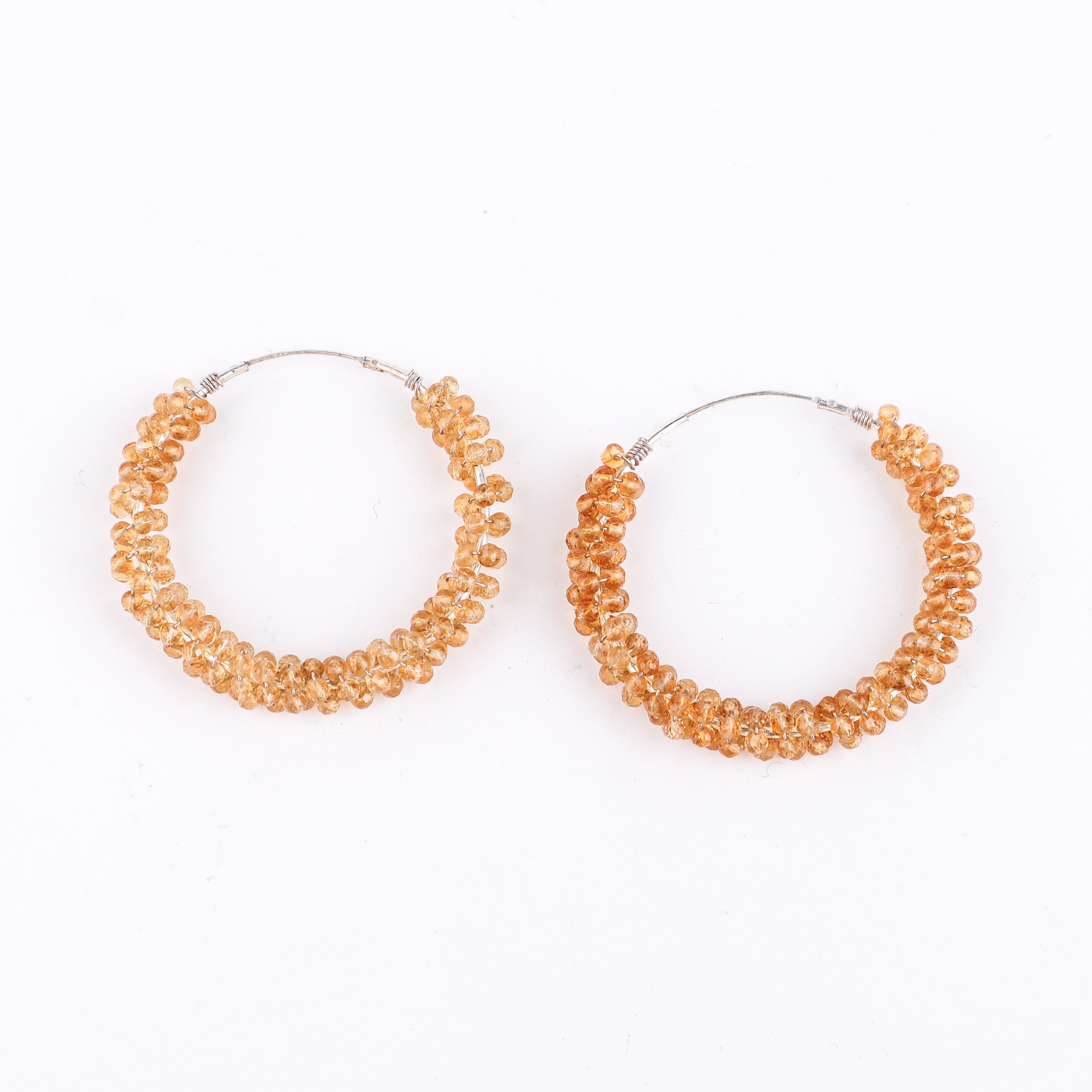 Silver Citrine Hoops