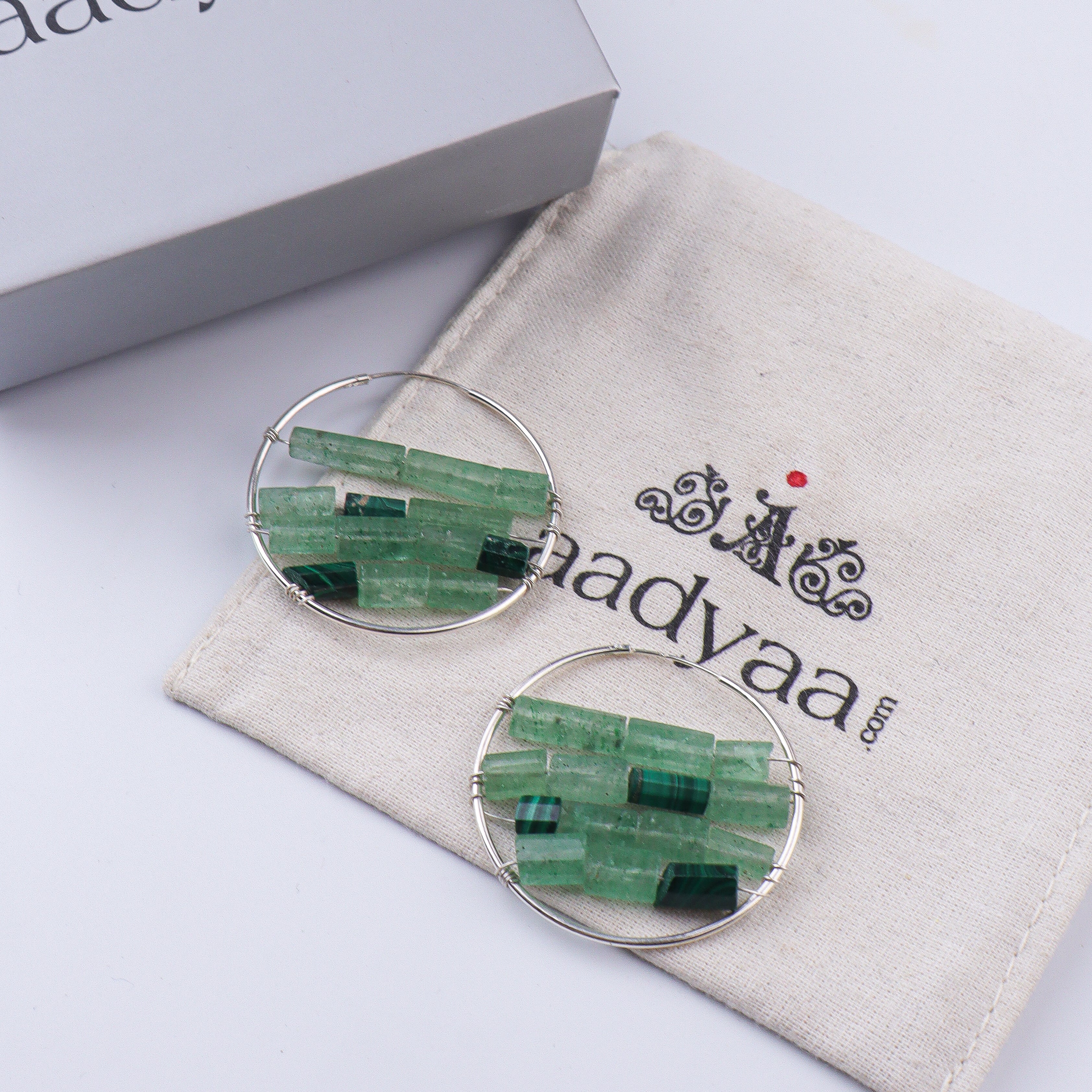 Russian Quartz & Malachite Hoops (Project Handmade)