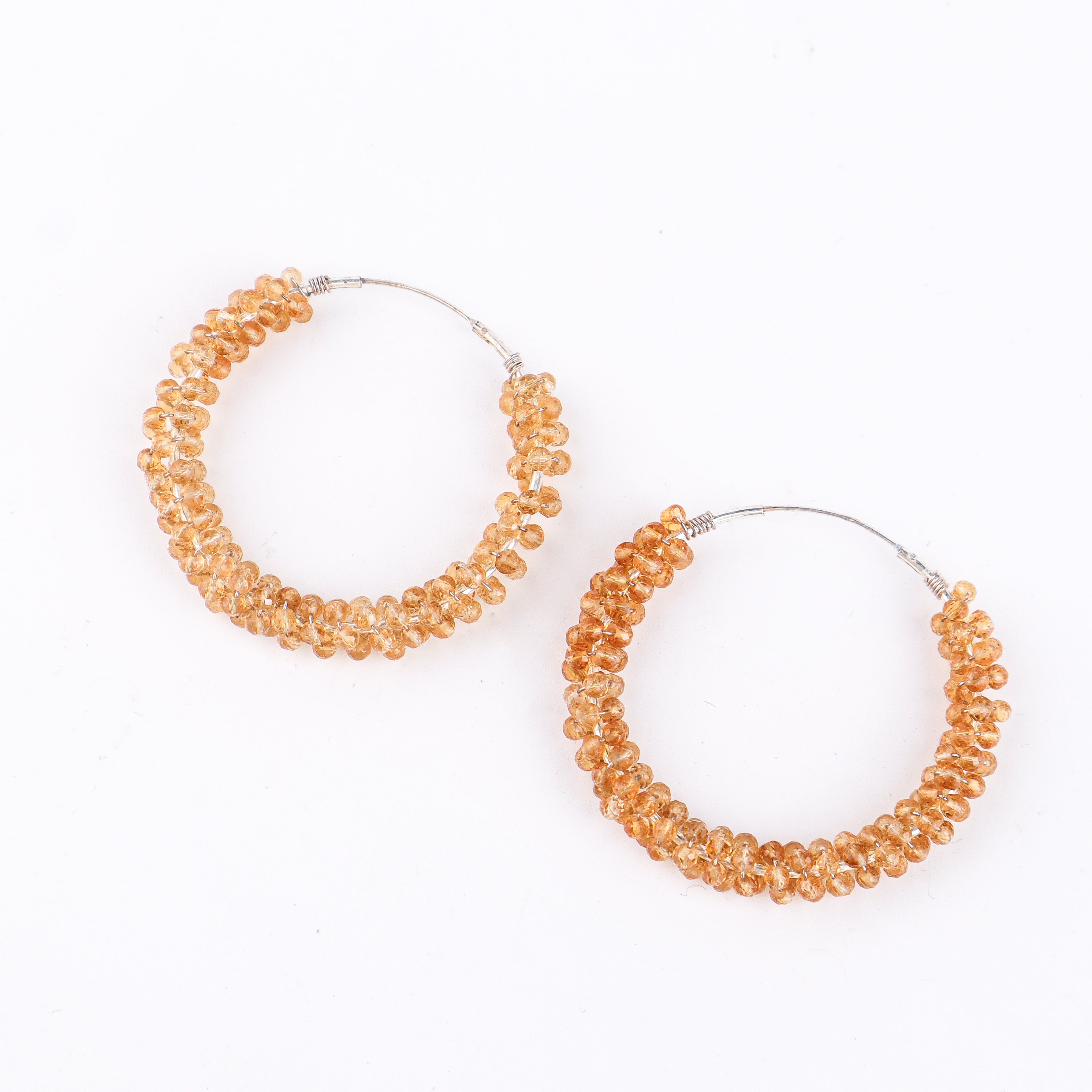 Silver Citrine Hoops