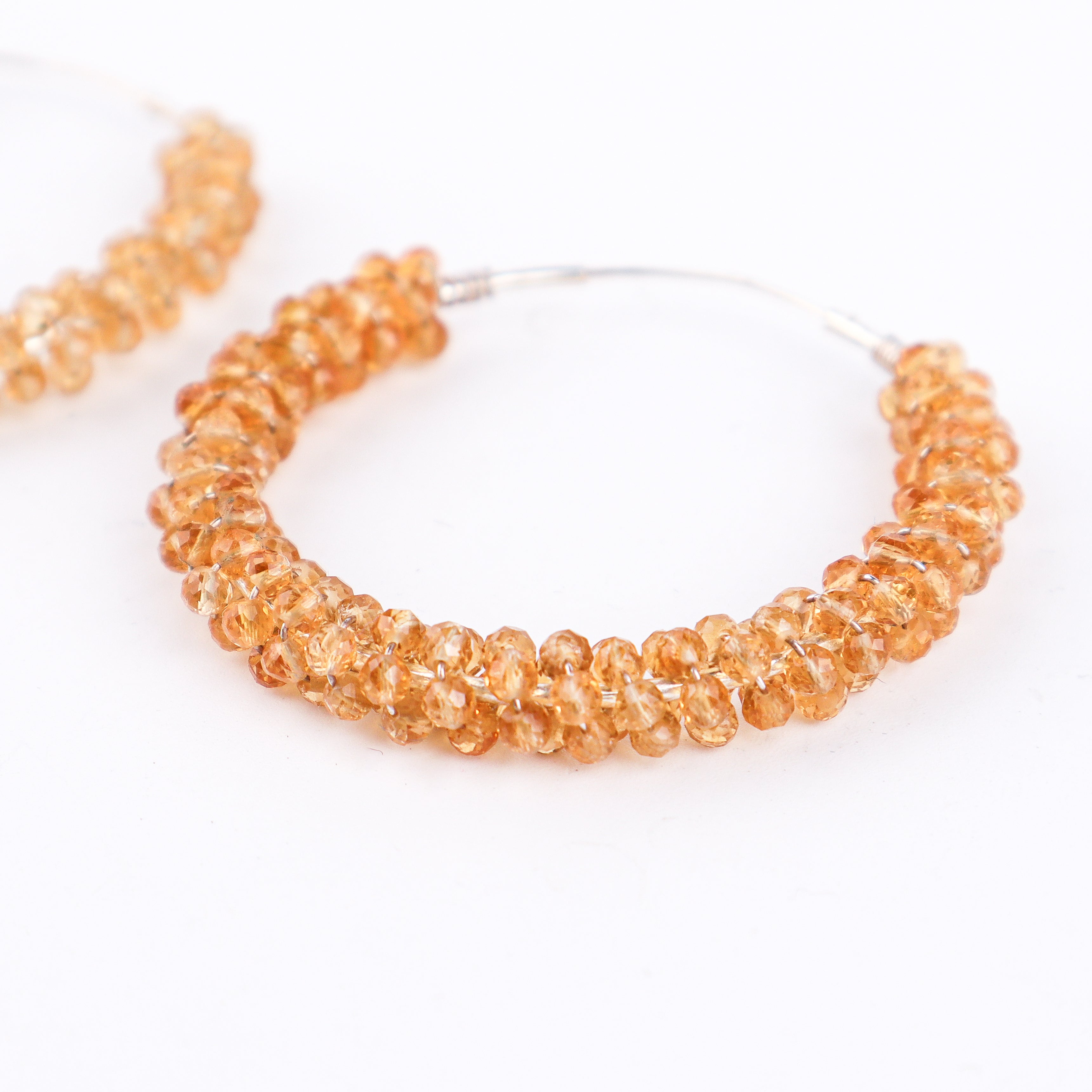 Silver Citrine Hoops