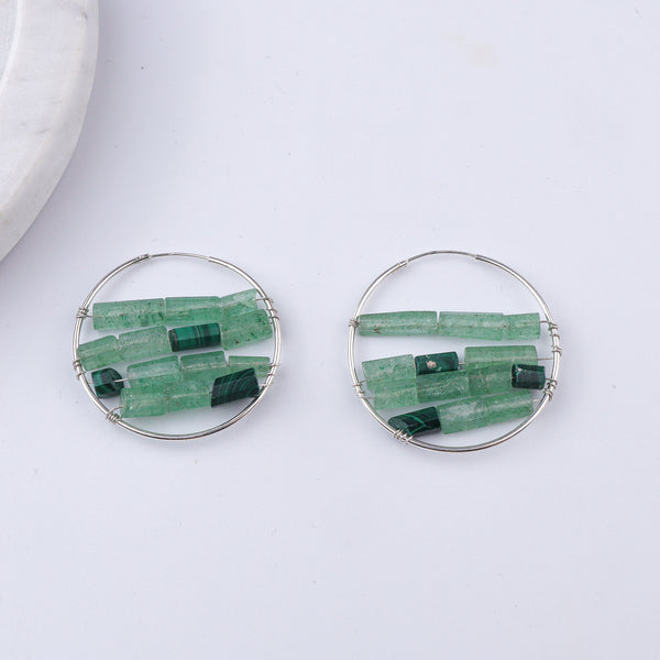 Russian Quartz & Malachite Hoops (Project Handmade)
