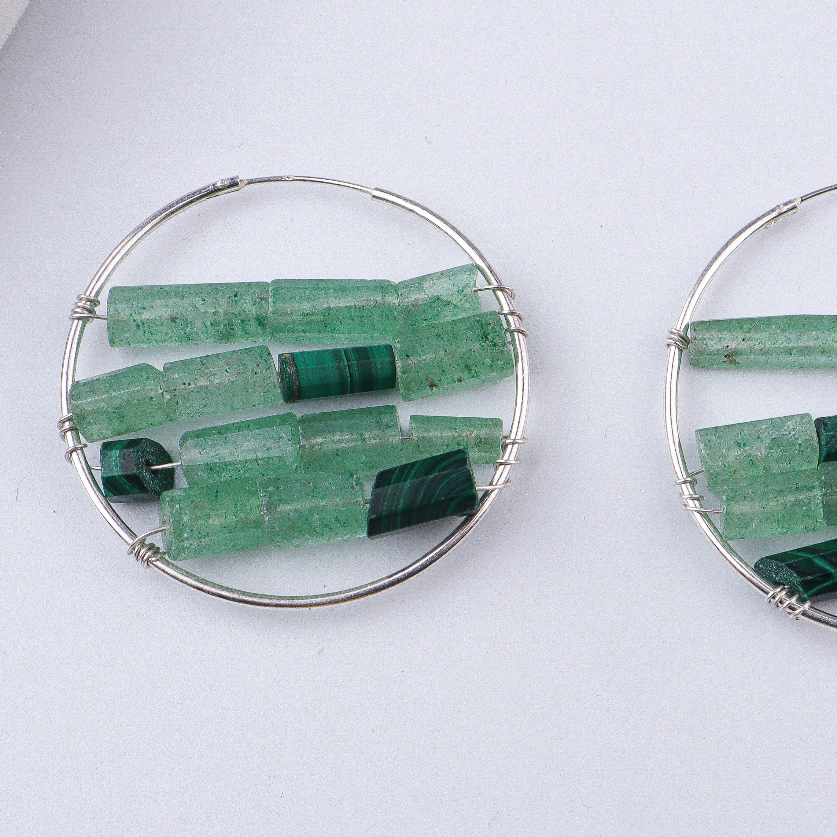 Russian Quartz & Malachite Hoops (Project Handmade)