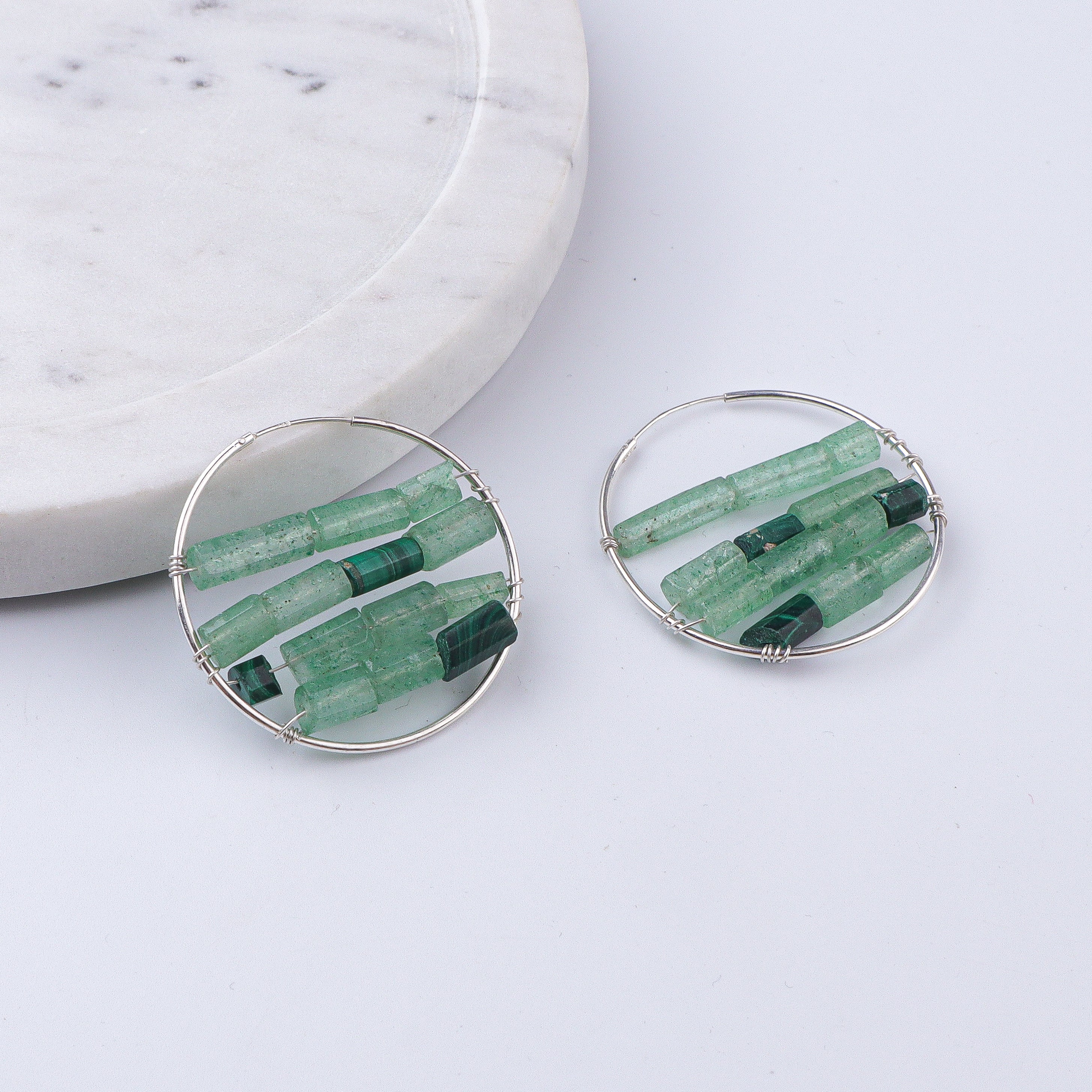 Russian Quartz & Malachite Hoops (Project Handmade)
