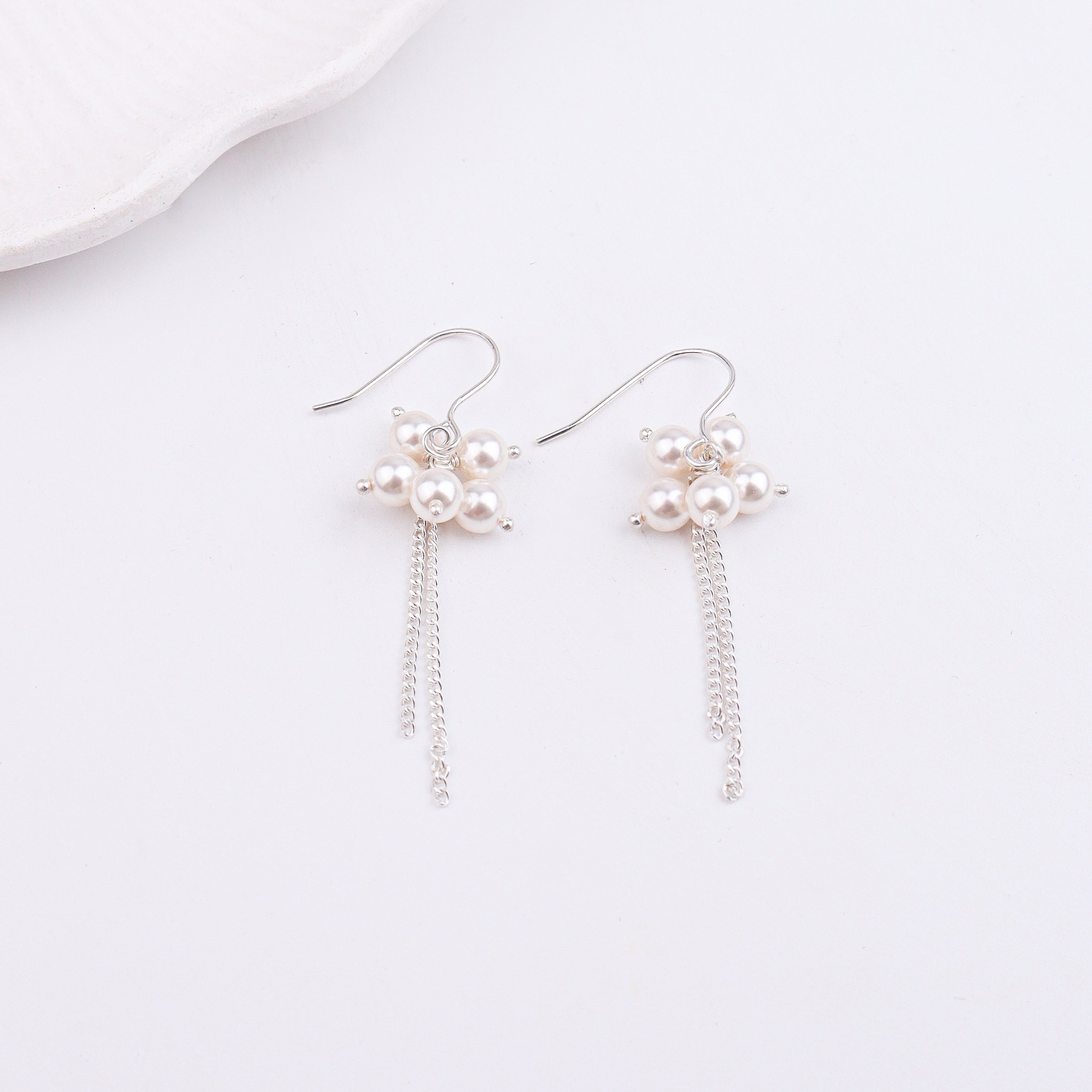 Pearl Bunch Silver Earrings (Project Handmade)