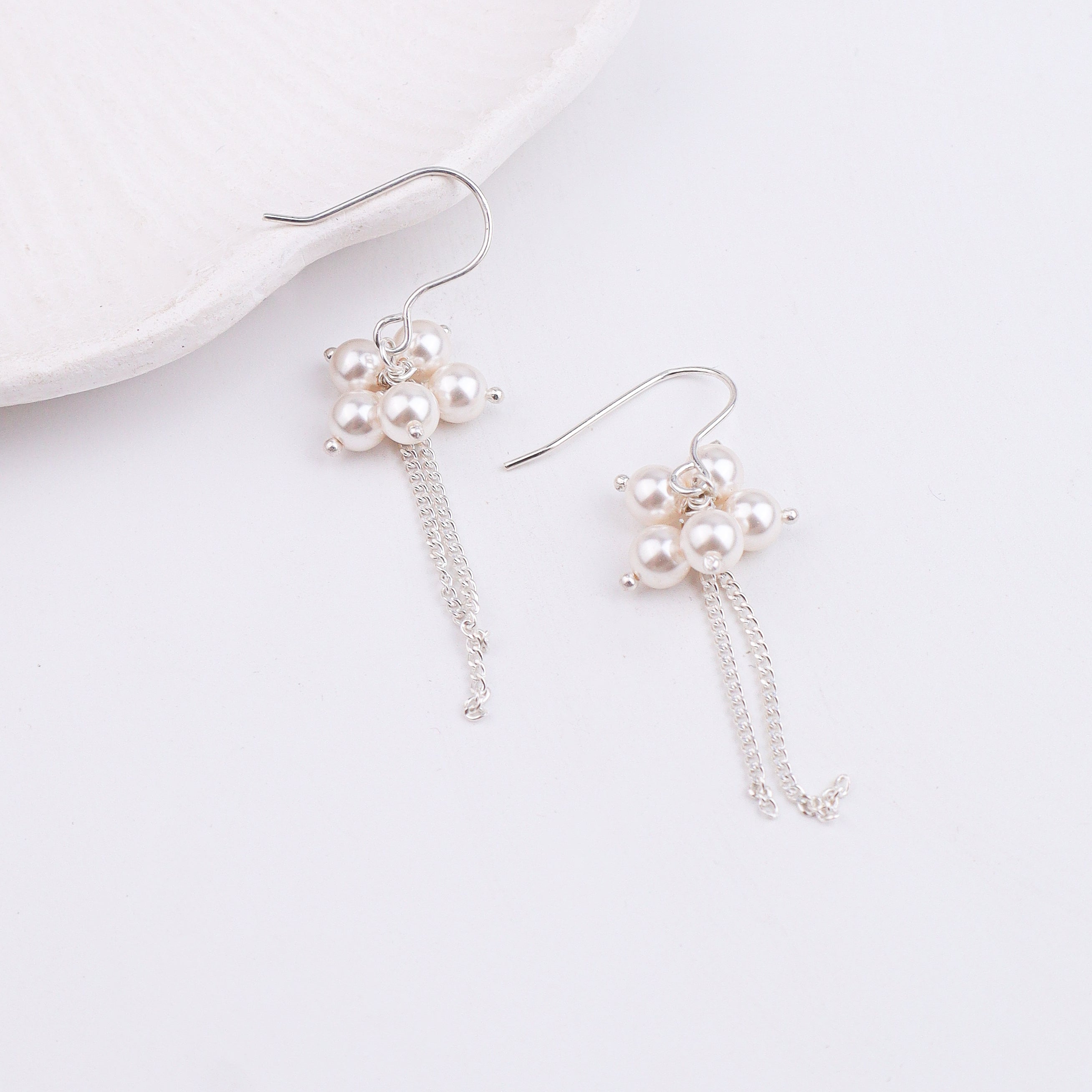 Pearl Bunch Silver Earrings (Project Handmade)