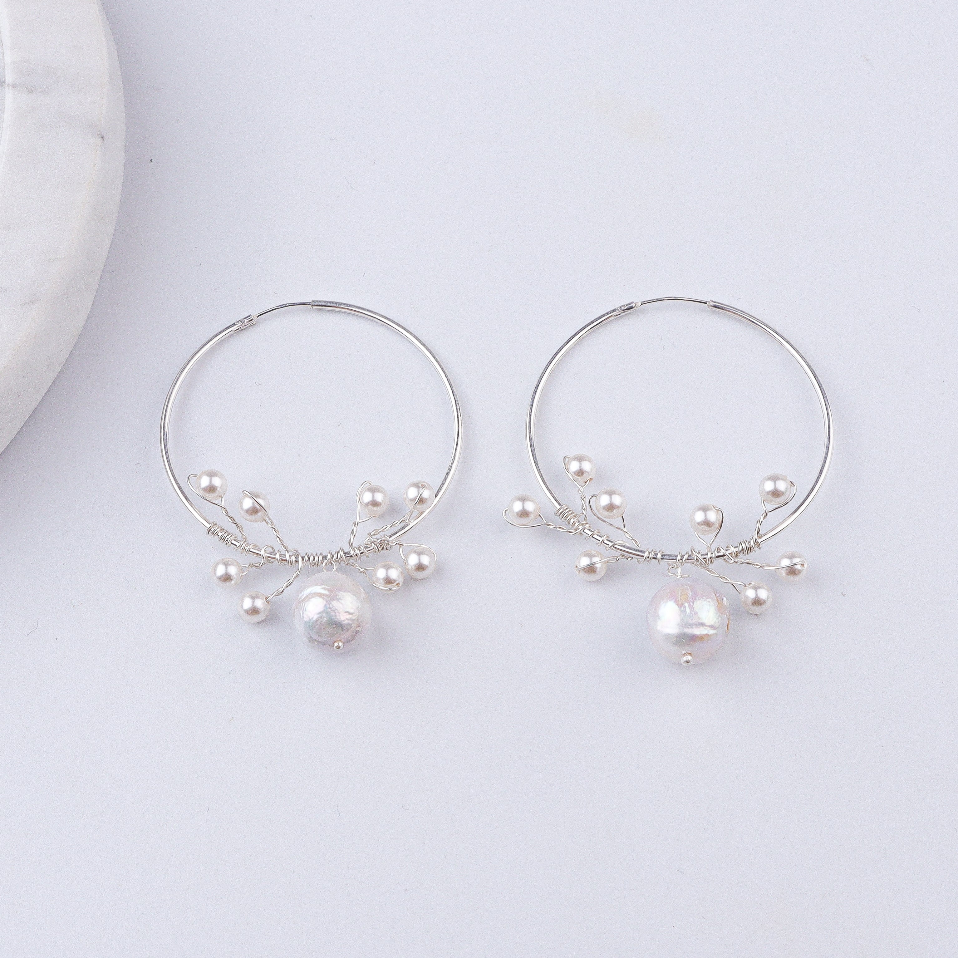 Baroque & White Pearl Hoops (Project Handmade)