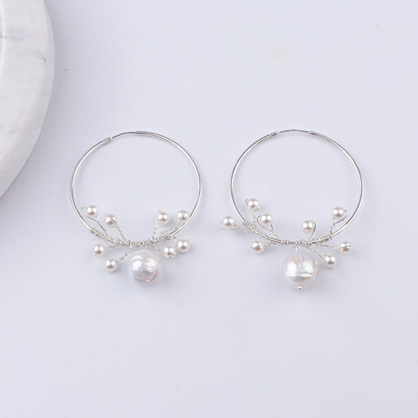 Baroque & White Pearl Hoops (Project Handmade)