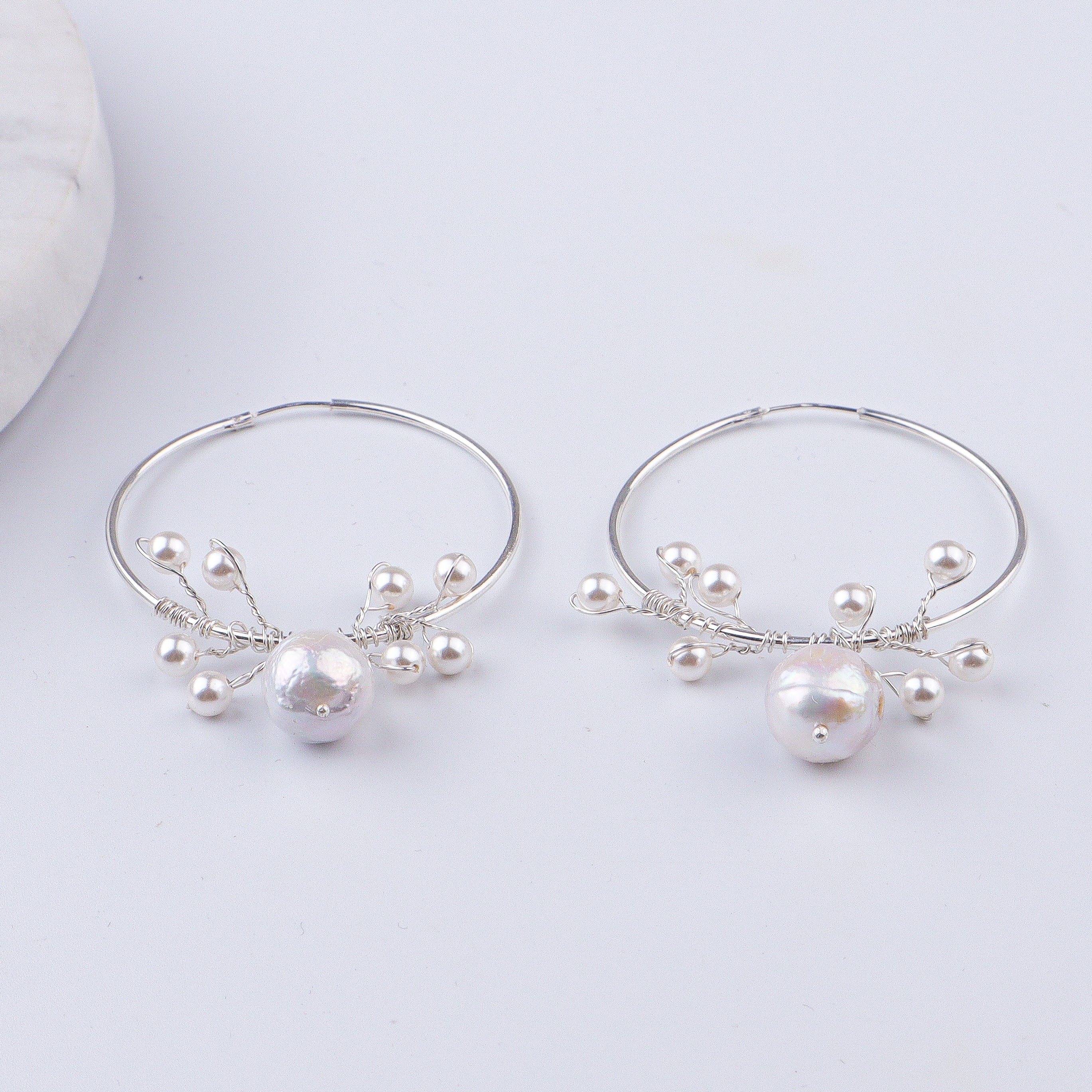 Baroque & White Pearl Hoops (Project Handmade)