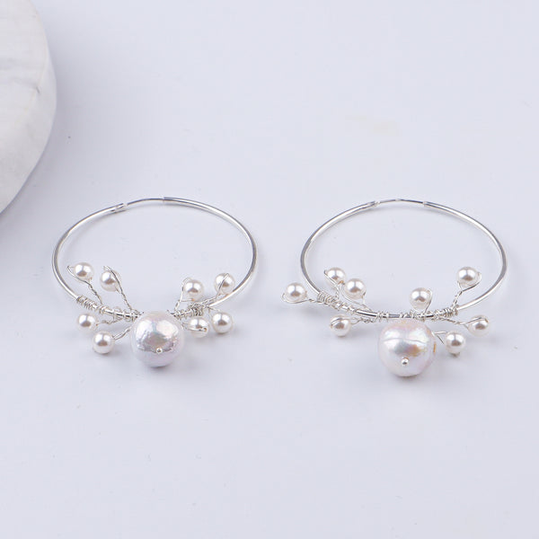 Baroque & White Pearl Hoops (Project Handmade)