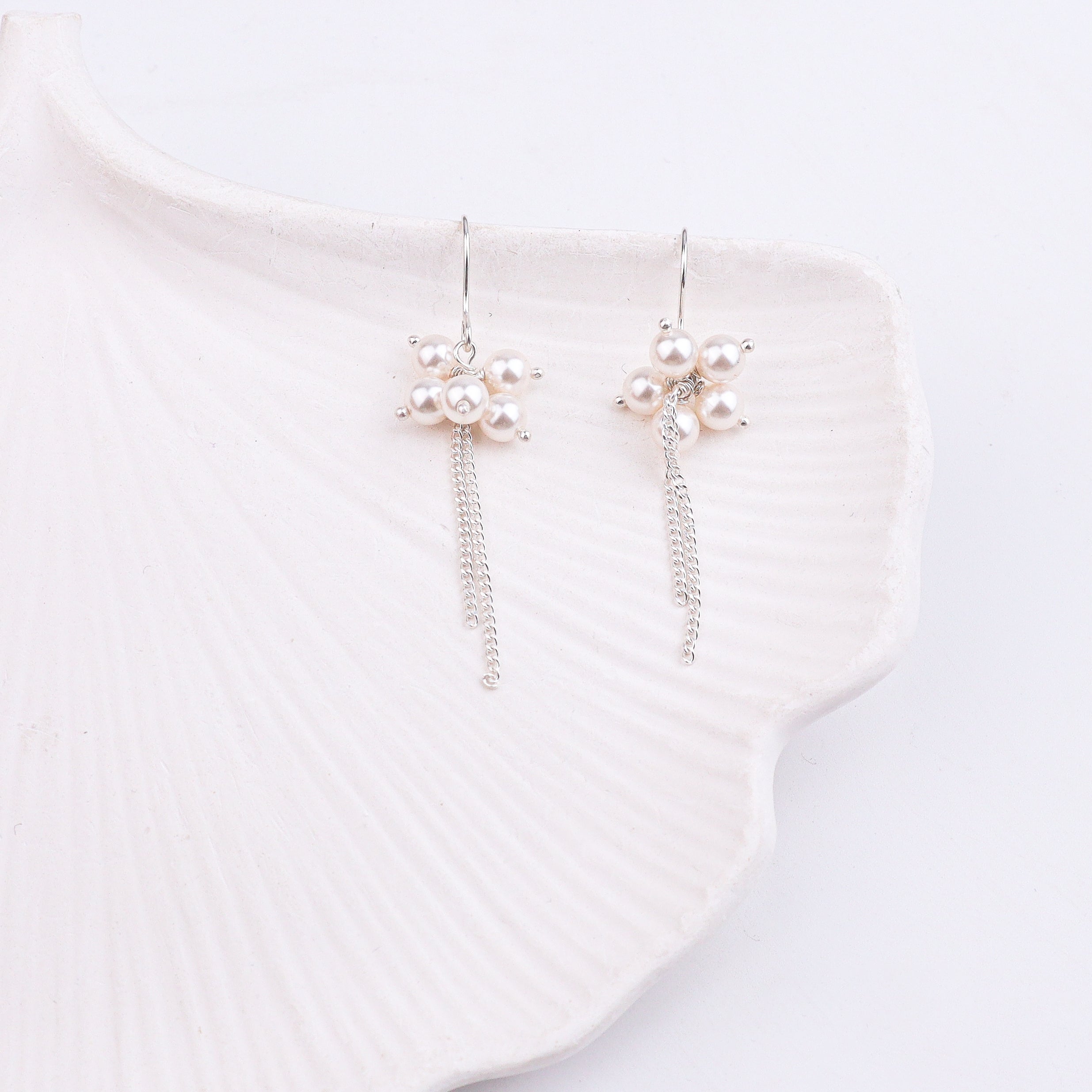 Pearl Bunch Silver Earrings (Project Handmade)