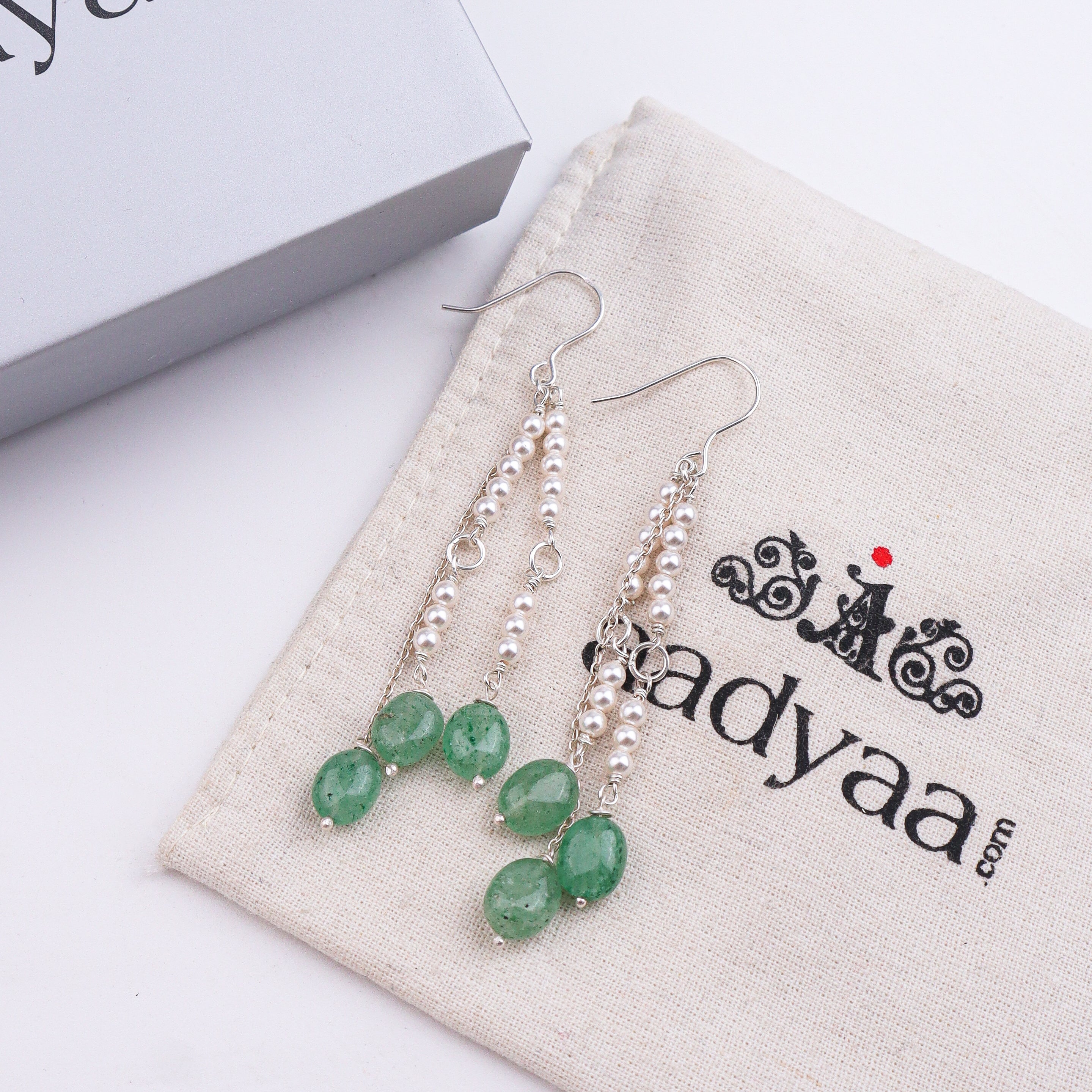Russian Quartz & Pearl Silver Earrings (Project Handmade)