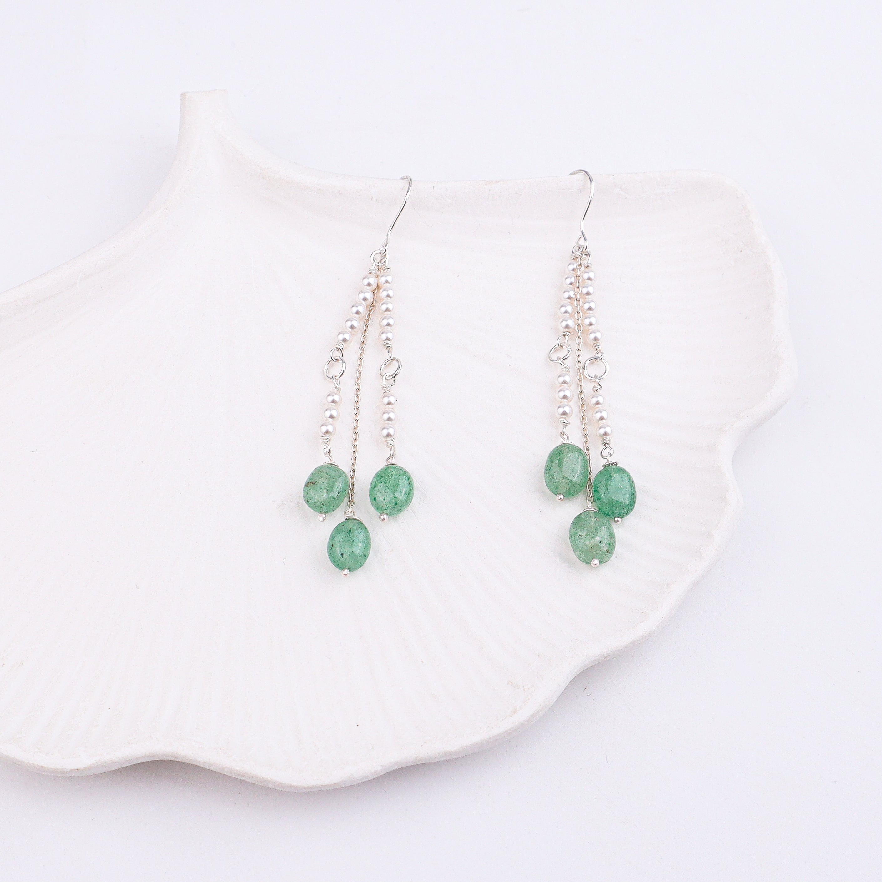 Russian Quartz & Pearl Silver Earrings (Project Handmade)