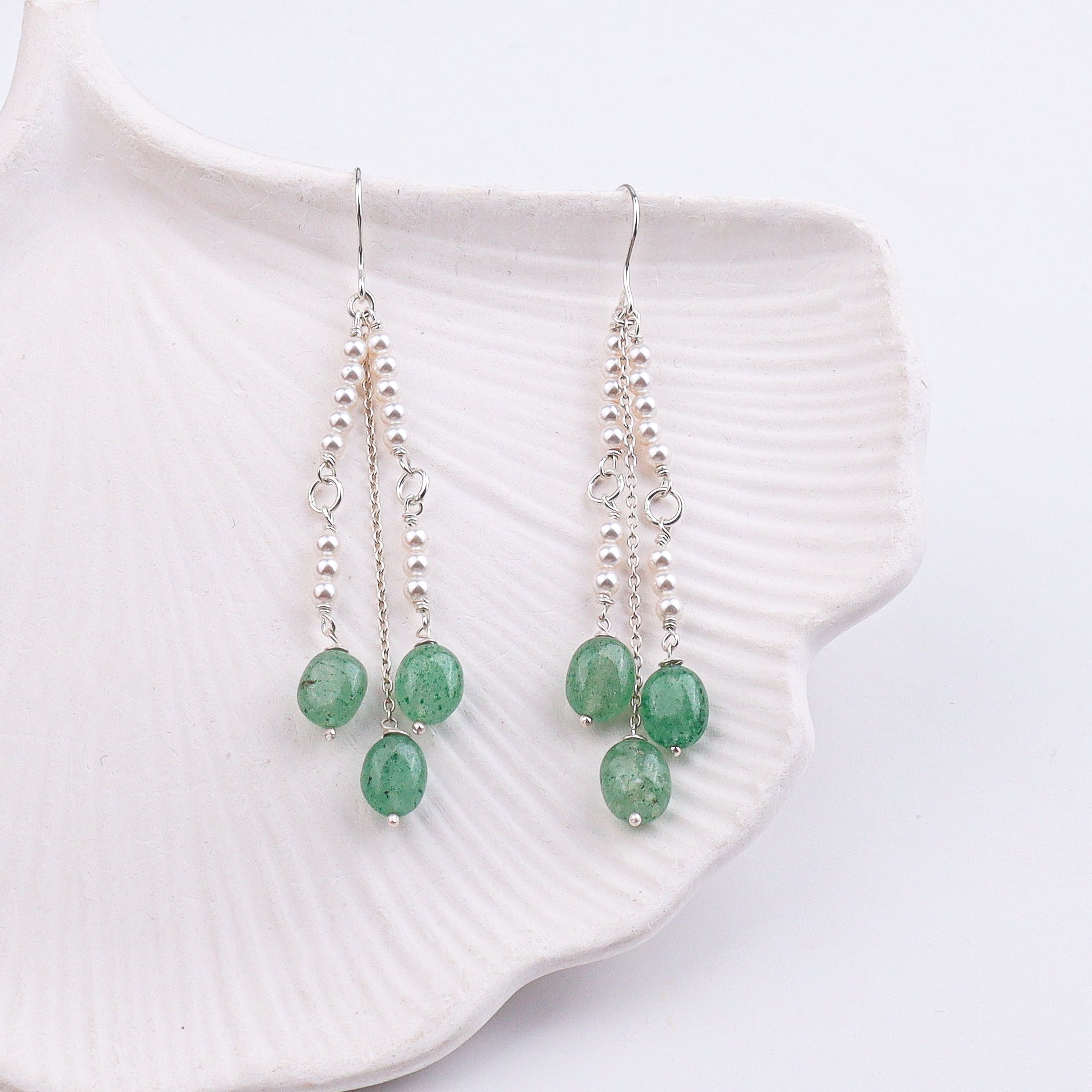 Russian Quartz & Pearl Silver Earrings (Project Handmade)
