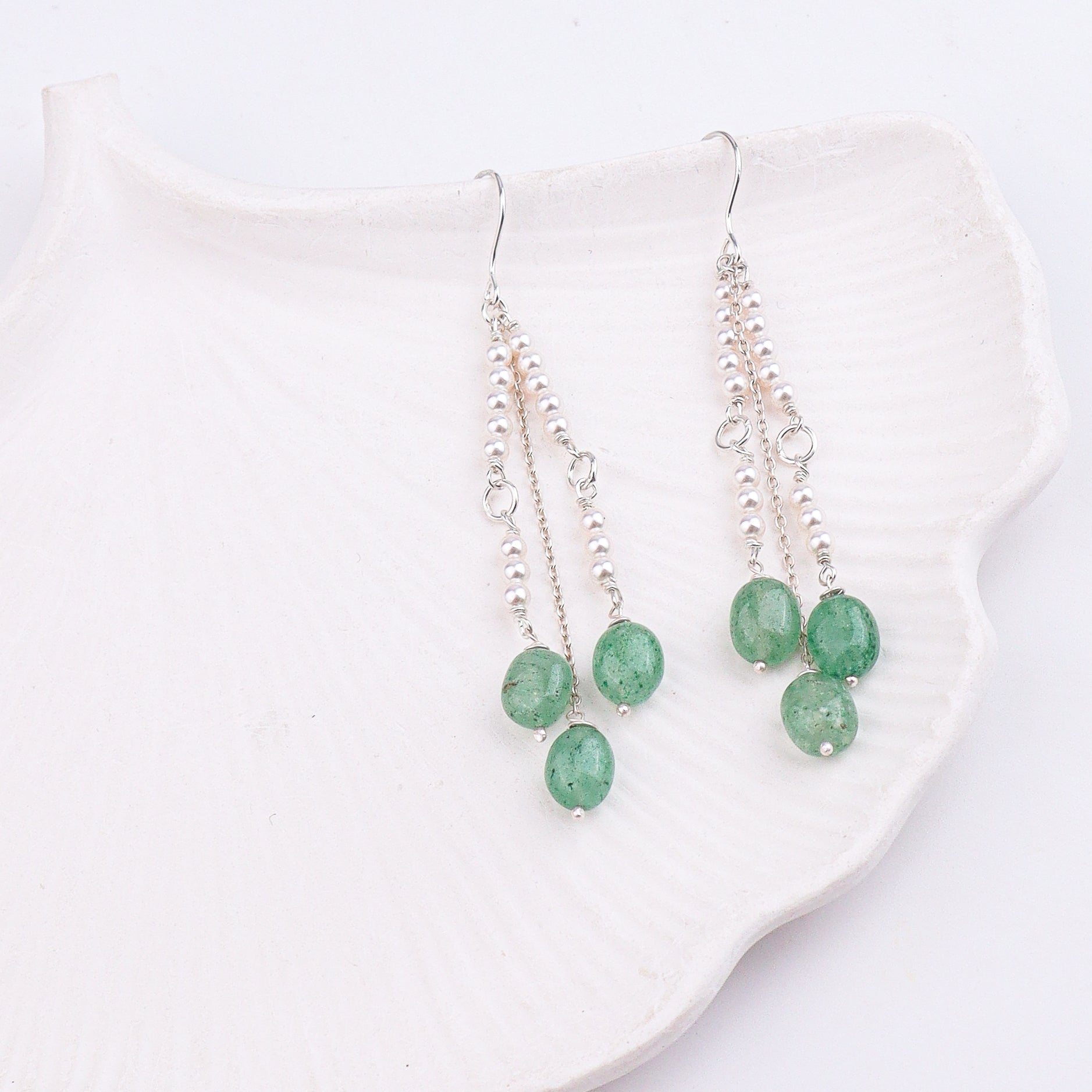 Russian Quartz & Pearl Silver Earrings (Project Handmade)