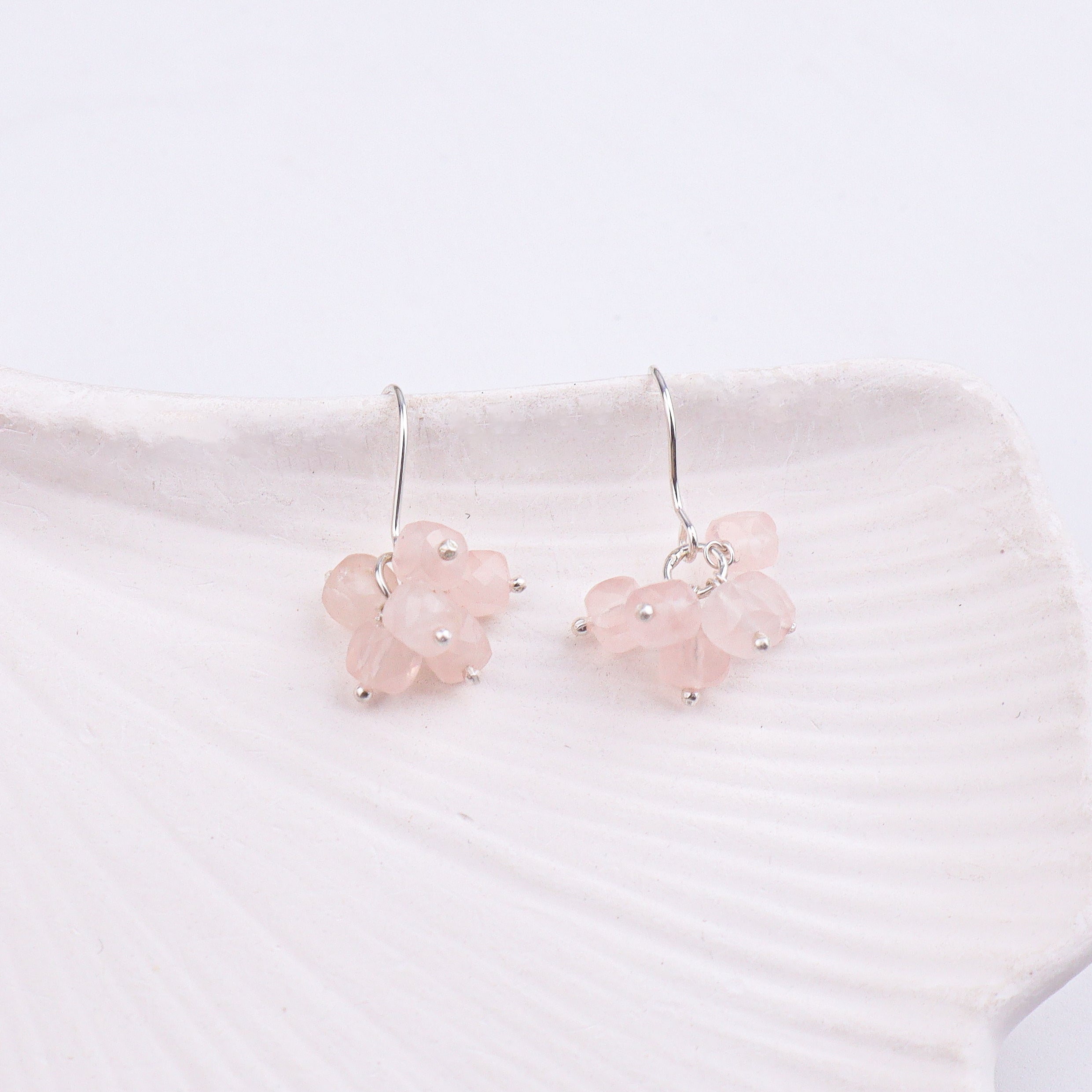 Rose Quartz Silver Earrings (Project Handmade)