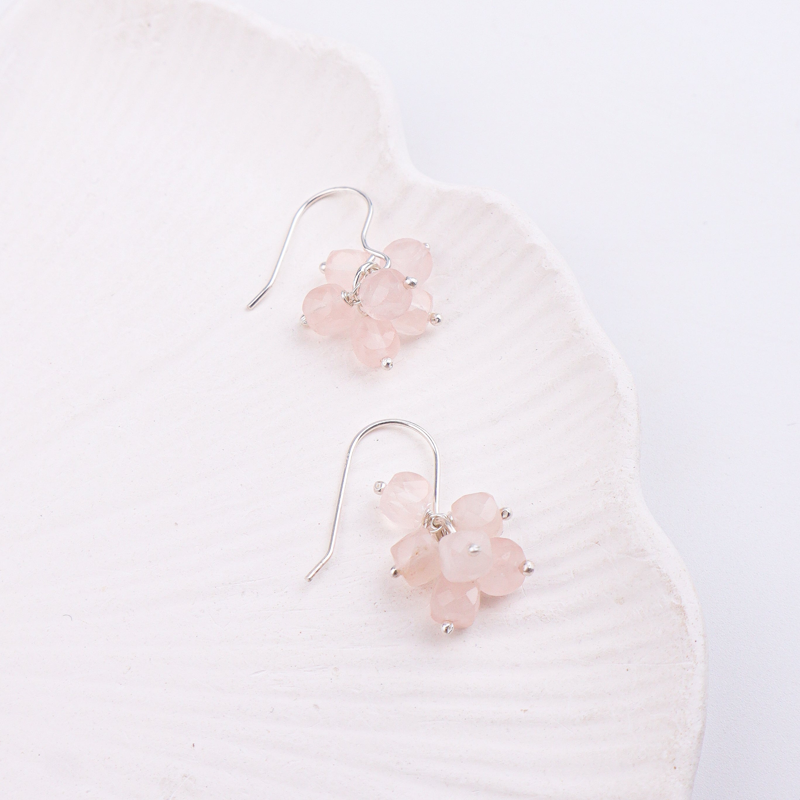 Rose Quartz Silver Earrings (Project Handmade)