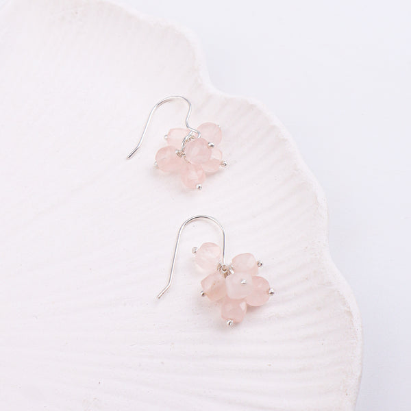 Rose Quartz Silver Earrings (Project Handmade)