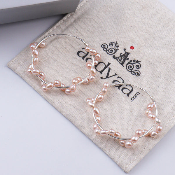 Twisted Rice Pearl Hoops (Project Handmade)