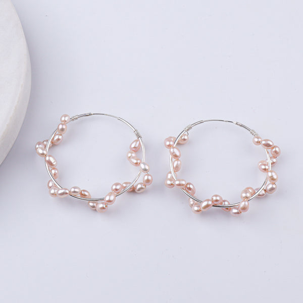 Twisted Rice Pearl Hoops (Project Handmade)