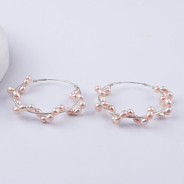 Twisted Rice Pearl Hoops (Project Handmade)