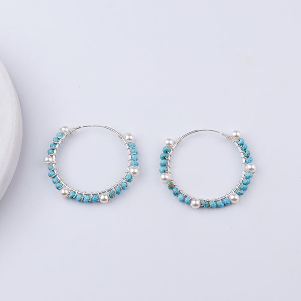Turquoise & Pearl Hoops (Project Handmade)