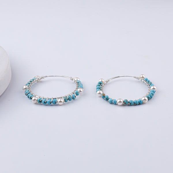 Turquoise & Pearl Hoops (Project Handmade)