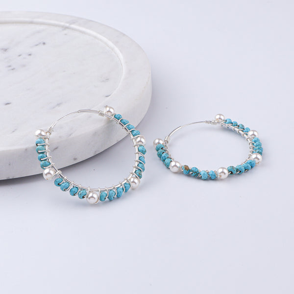 Turquoise & Pearl Hoops (Project Handmade)