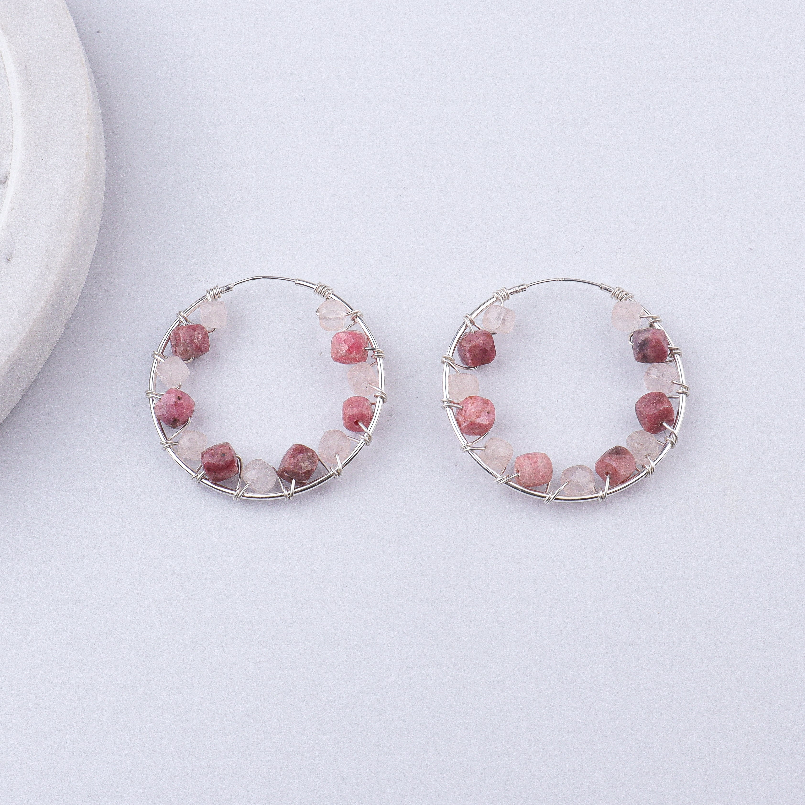Rose Quartz Wrap Hoops (Project Handmade)