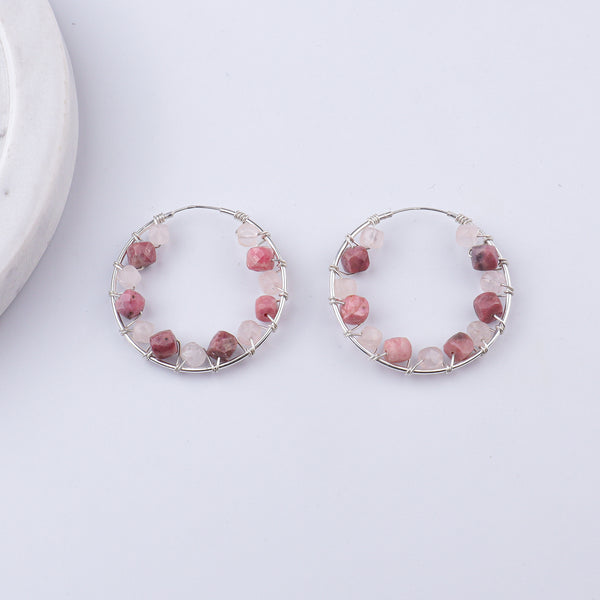 Rose Quartz Wrap Hoops (Project Handmade)