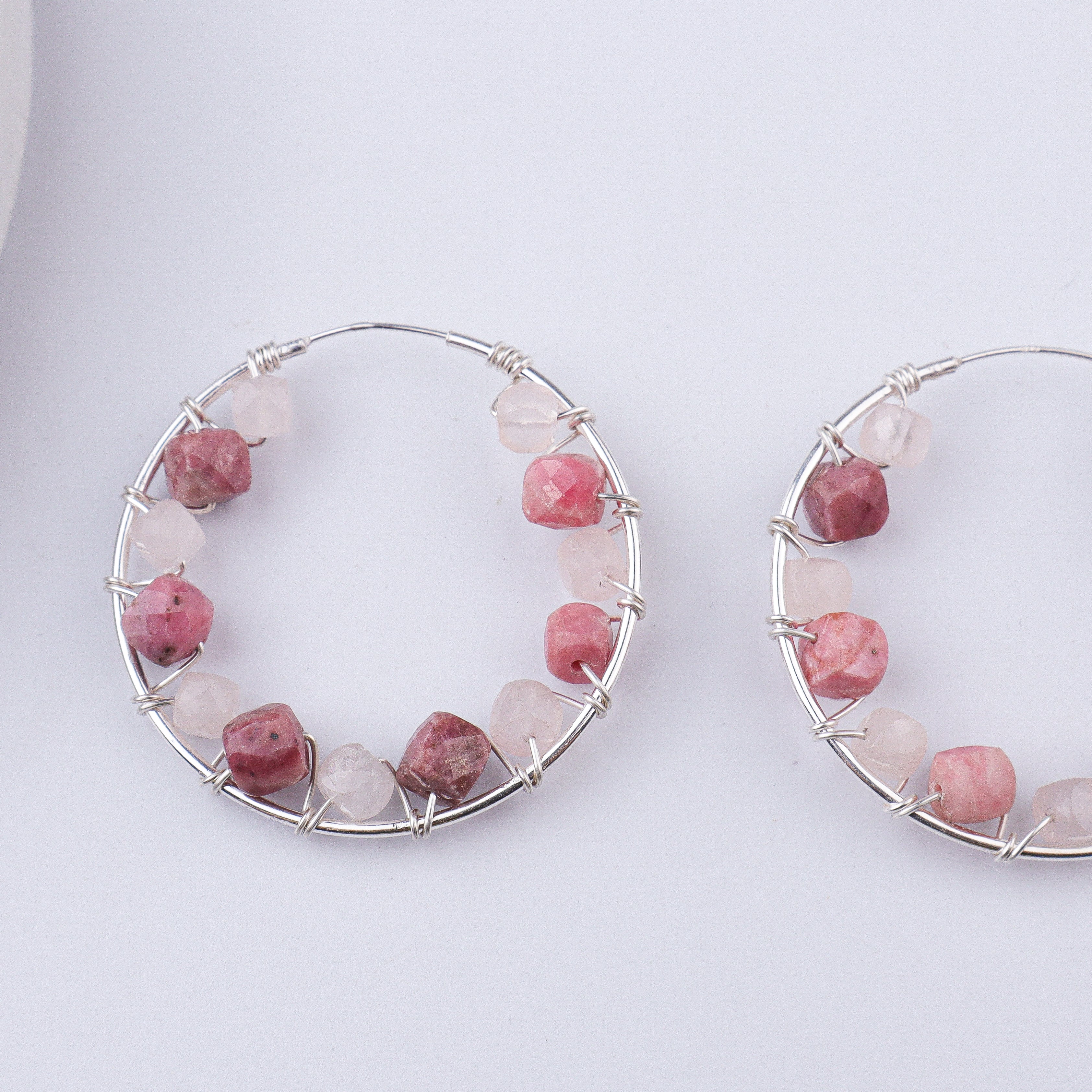 Rose Quartz Wrap Hoops (Project Handmade)