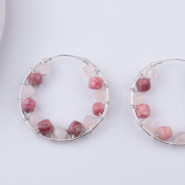 Rose Quartz Wrap Hoops (Project Handmade)